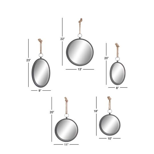 Gray Metal Glam Hanging Wall Mirrors, 5ct.